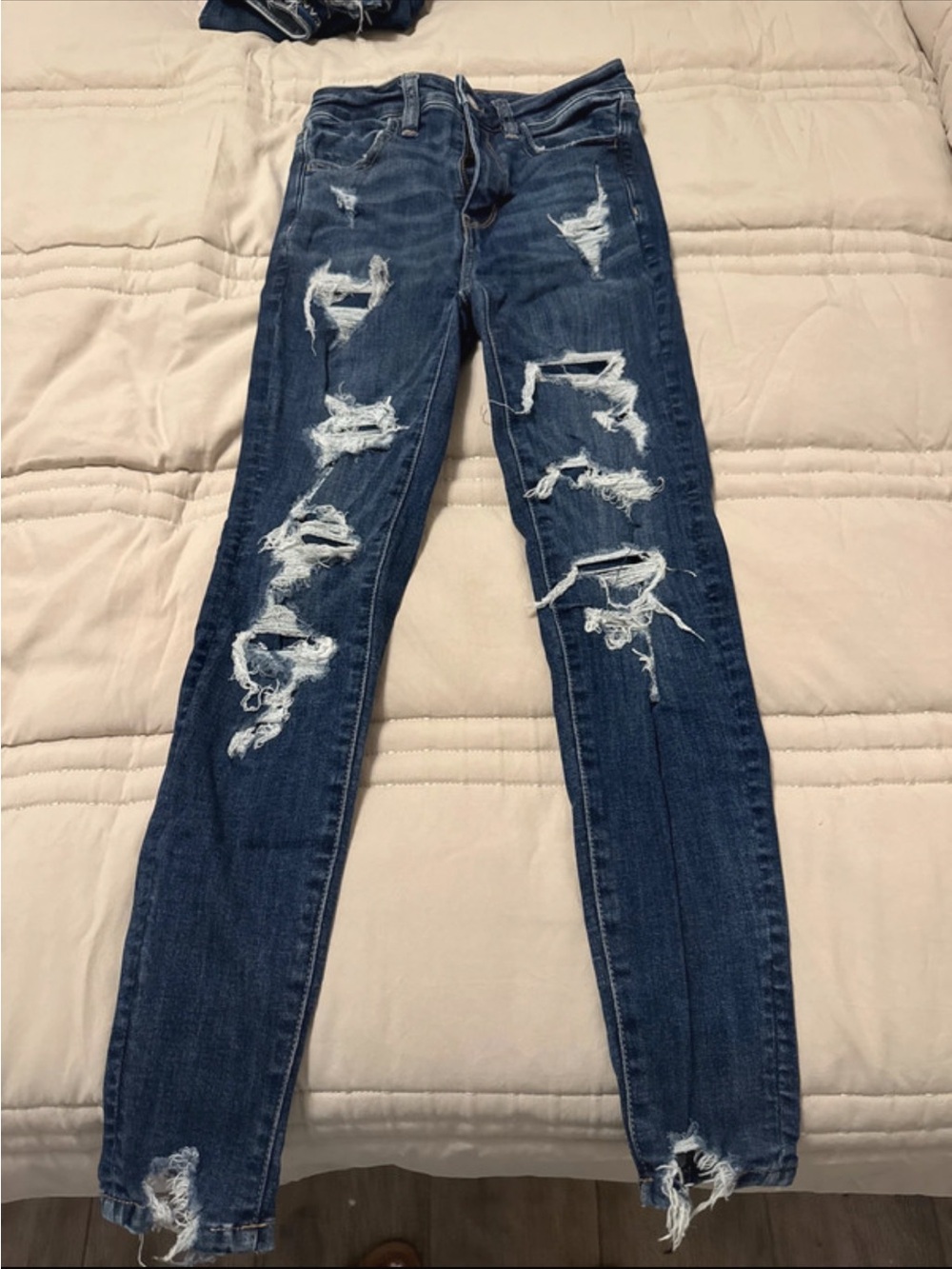 American Eagle Outfitters Distressed Dark Blue Jeggings